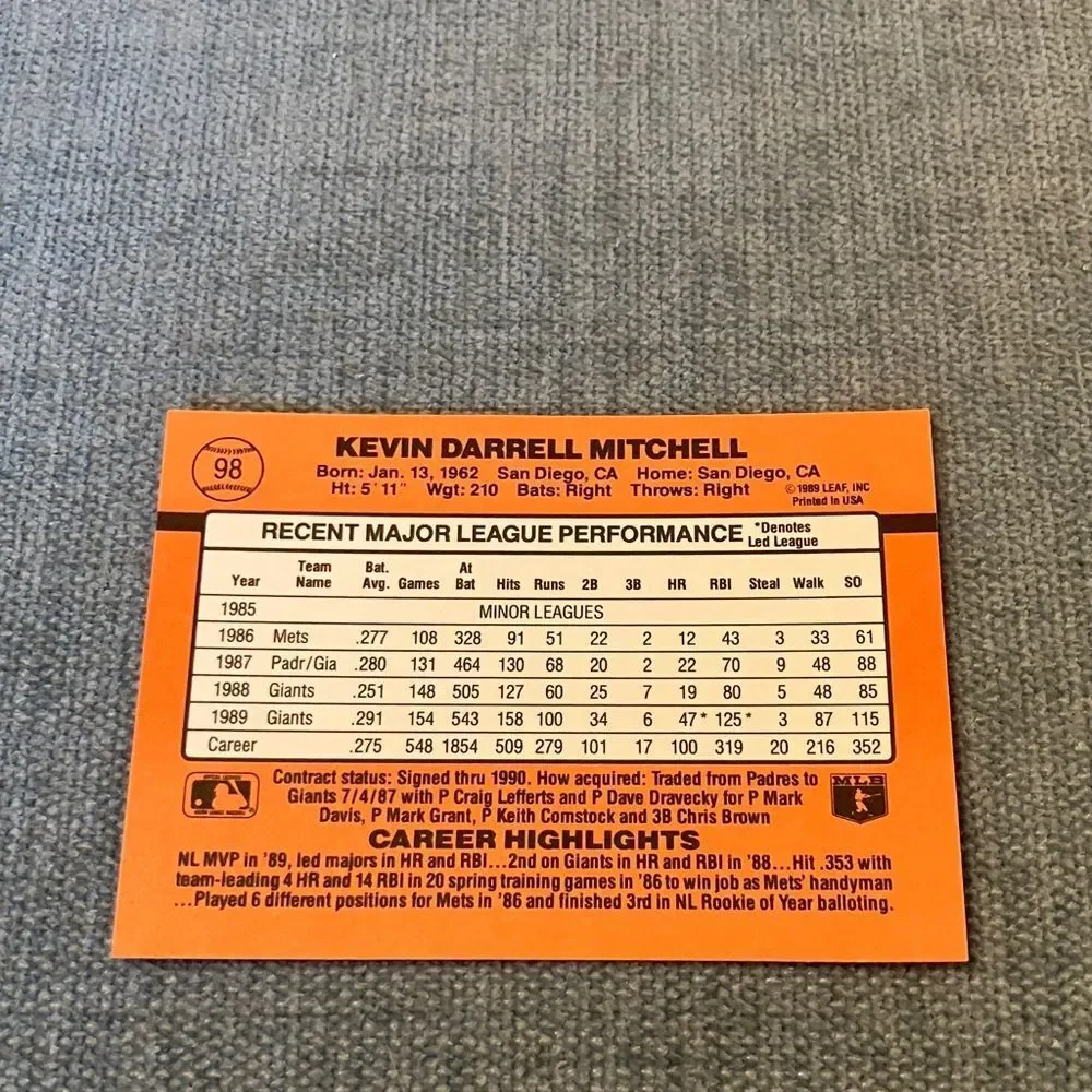 1990 Donruss San Francisco Giants Baseball Card Trading Card